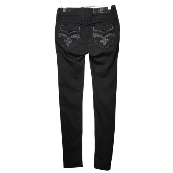 Rock Revival Beliss Mid Rise Skinny Black Excellent Condition Size 26 - Picture 5 of 12